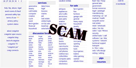 6 Most Common Craigslist Scams 1. . Craigslist scam